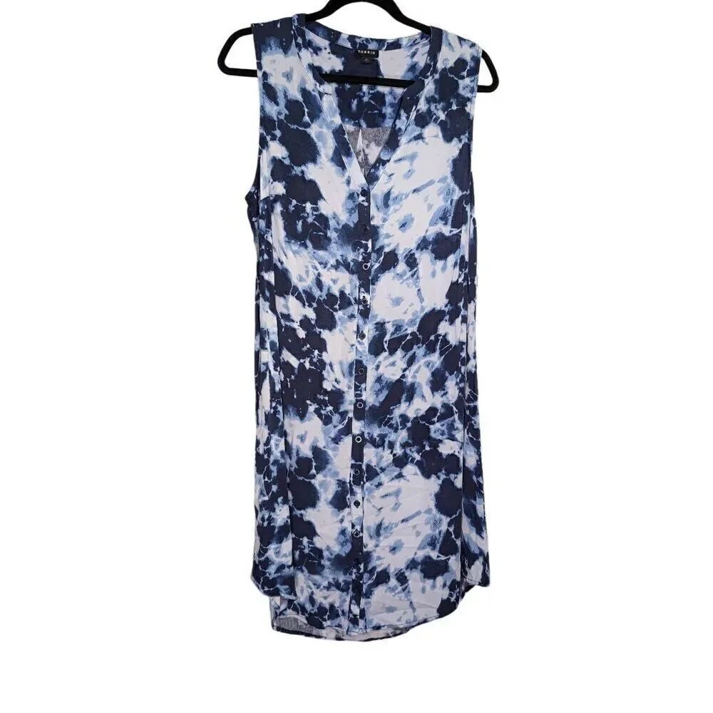 Torrid Dress Blue Tie Dye 1XL Festival Women's 1/XL